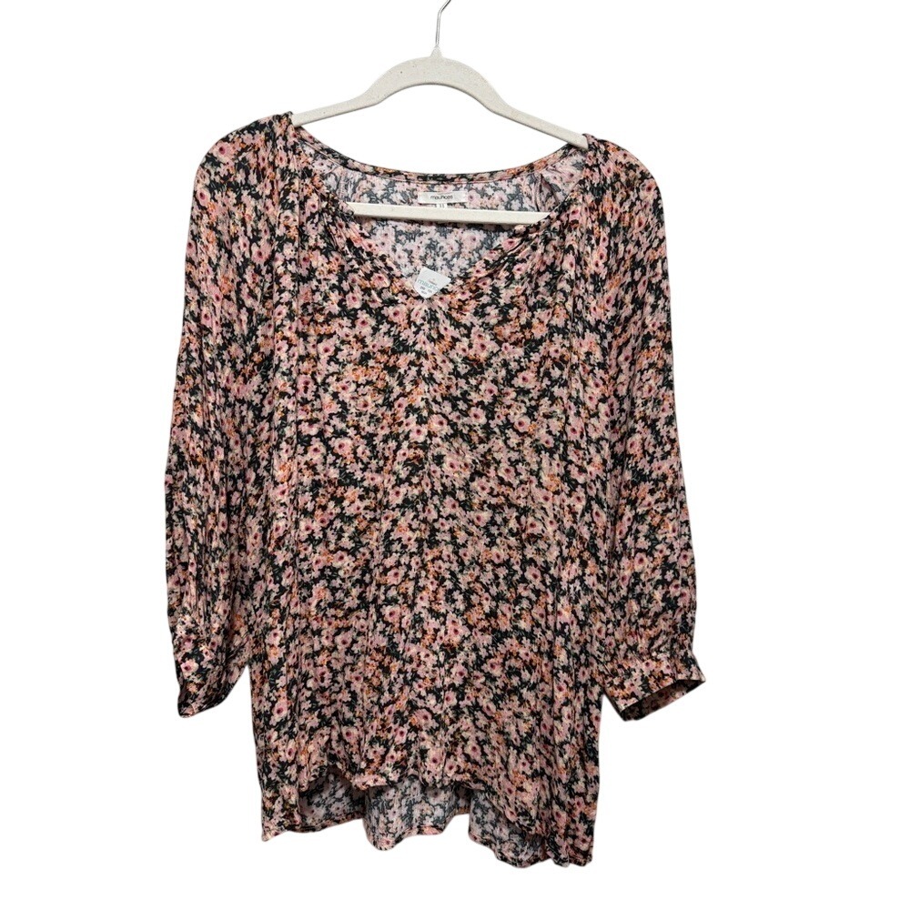 Maurices Multi-Colored‎ ditsy Floral Blouse Size L cotton core preppy boho